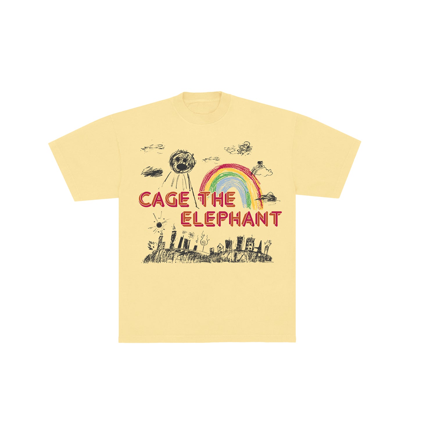 CAGE THE ELEPHANT YELLOW DOODLE T SHIRT