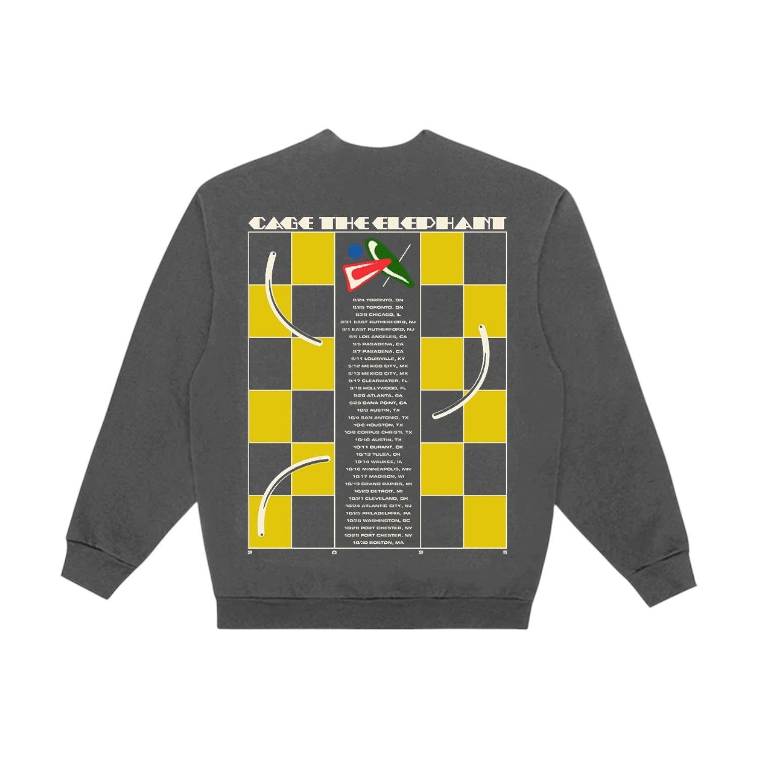 Abstract Checkered Tour Crewneck – Cage the Elephant MT