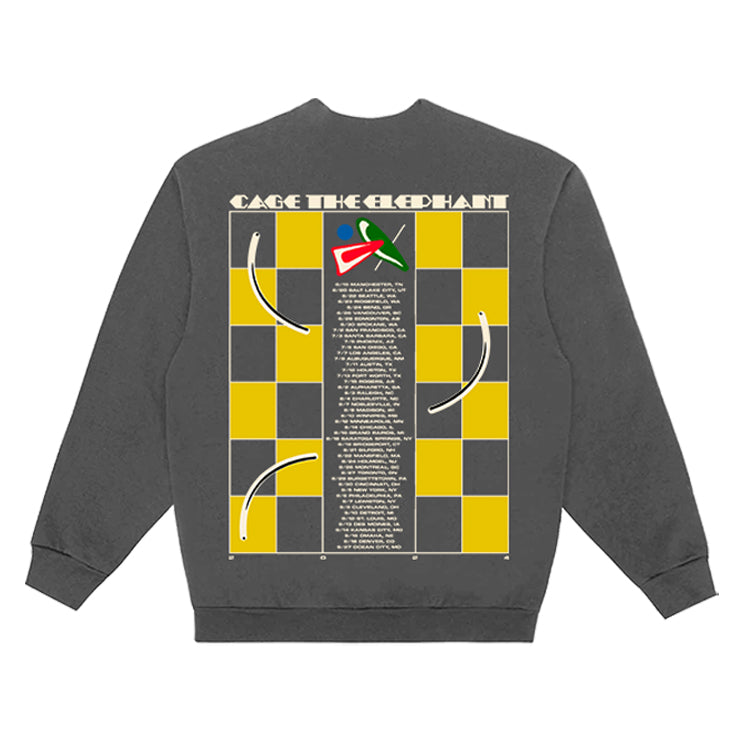 CAGE THE ELEPHANT ABSTRACT CHECKERED TOUR CREWNECK