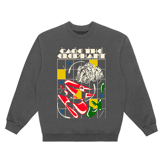 CAGE THE ELEPHANT ABSTRACT CHECKERED TOUR CREWNECK